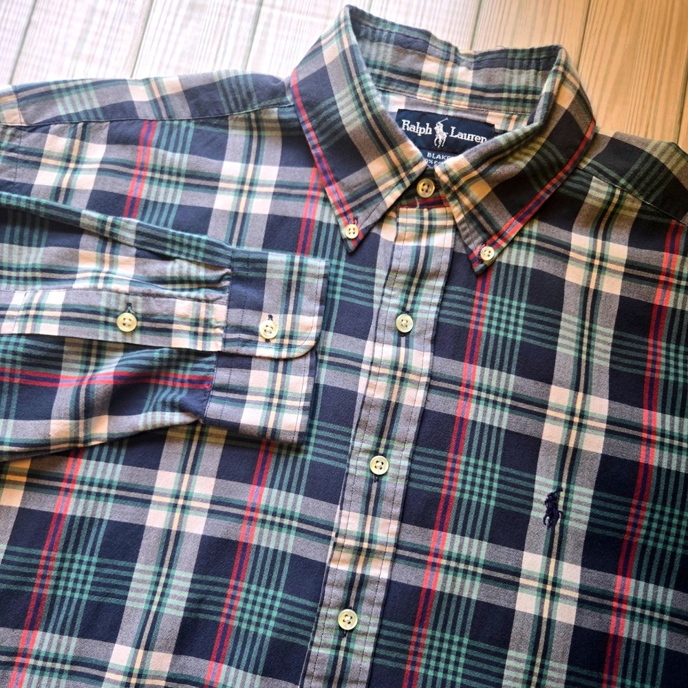 Ralph Lauren Blake Mens L Button Down Shirt Plaid Long Sleeve‎ Classic Fit